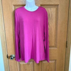 Cuddl Duds Softwear Stretch long sleeve layering crew top womens Sz XL hot pink